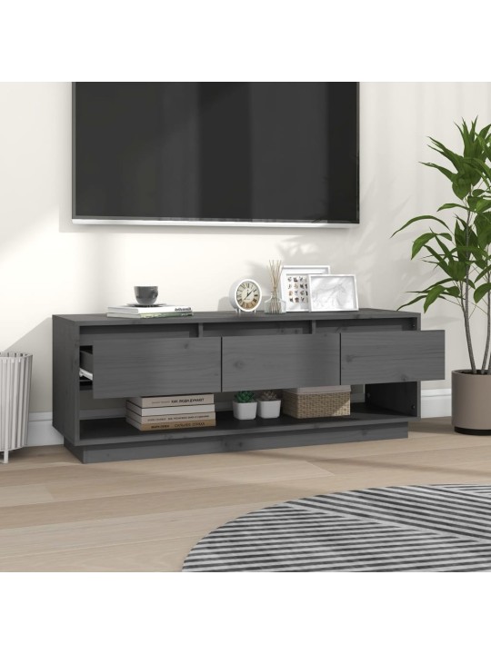 TV skříňka šedá 110,5 x 34 x 40 cm masivní borové dřevo