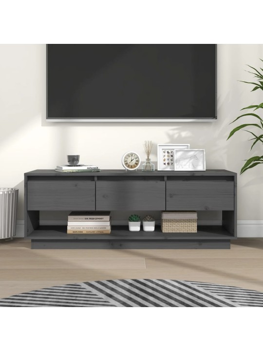 TV skříňka šedá 110,5 x 34 x 40 cm masivní borové dřevo