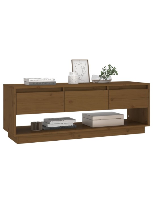 TV skříňka medově hnědá 110,5 x 34 x 40 cm masivní borové dřevo
