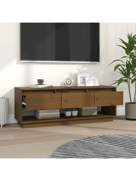 TV skříňka medově hnědá 110,5 x 34 x 40 cm masivní borové dřevo