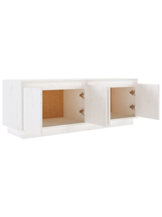 TV skříňka bílá 110 x 34 x 40 cm masivní borové dřevo