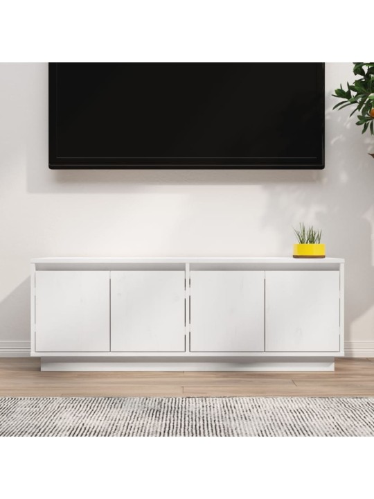 TV skříňka bílá 110 x 34 x 40 cm masivní borové dřevo