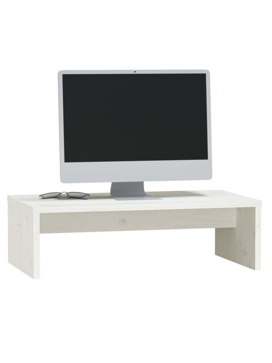 Stojan na monitor bílý 50x27x15 cm masivní borové dřevo