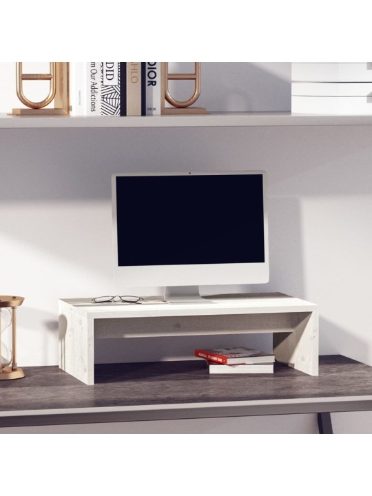 Stojan na monitor bílý 50x27x15 cm masivní borové dřevo