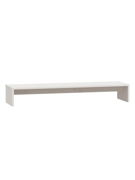 Stojan na monitor bílý 100 x 27 x 15 cm masivní borové dřevo
