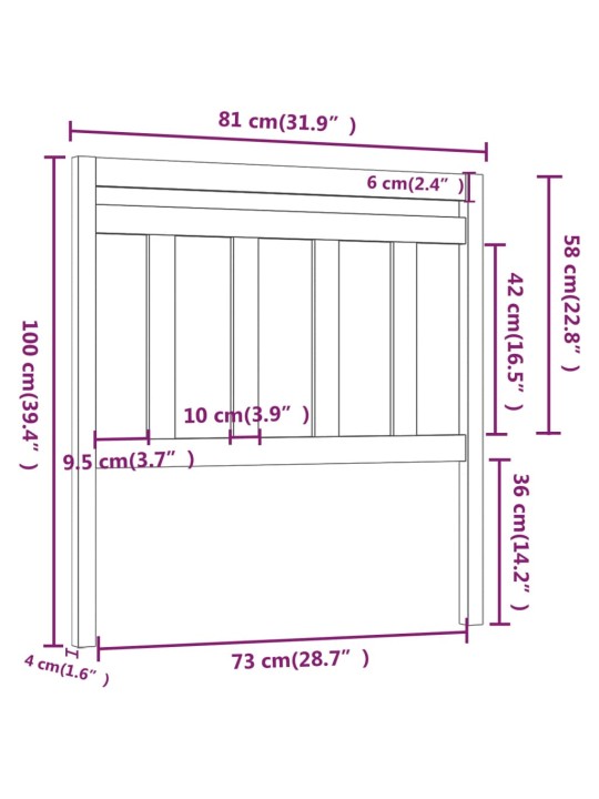 Čelo postele 81 x 4 x 100 cm masivní borovice