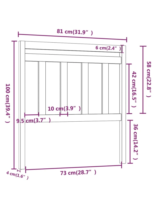 Čelo postele 81 x 4 x 100 cm masivní borovice