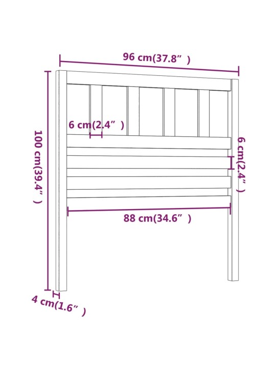 Čelo postele 96 x 4 x 100 cm masivní borovice