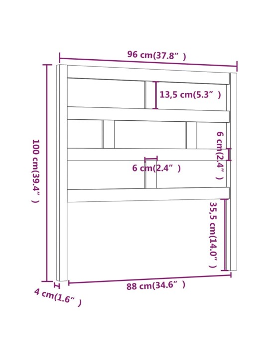 Čelo postele 96 x 4 x 100 cm masivní borovice