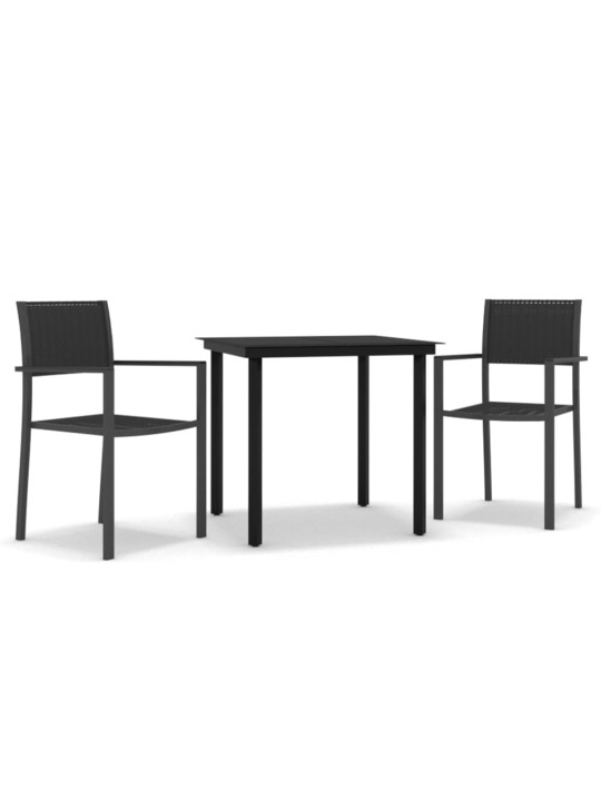 3dílný zahradní jídelní set černý