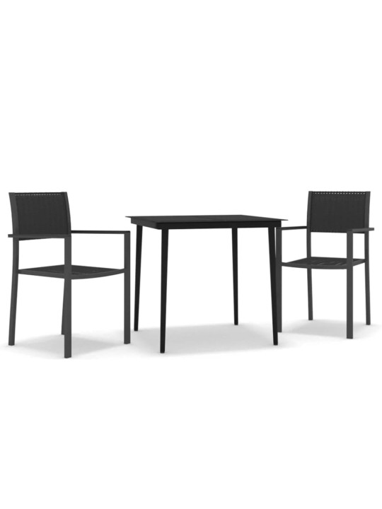 3dílný zahradní jídelní set černý