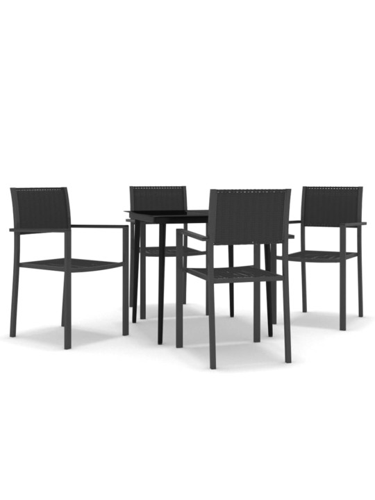 5dílný zahradní jídelní set černý