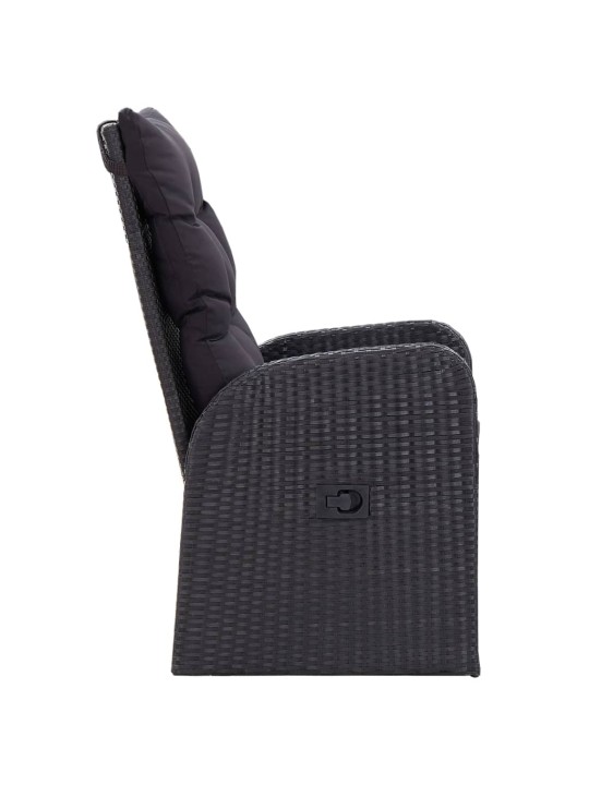 9dílný zahradní jídelní set s poduškami černý