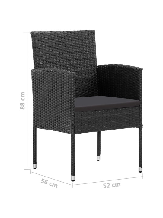 Zahradní židle s černými poduškami 4 ks černé polyratan