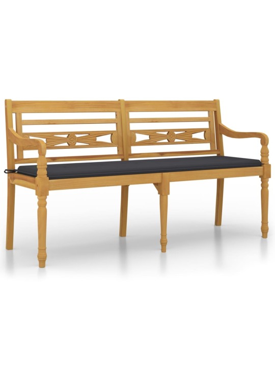Lavice Batavia s antracitovou poduškou 150 cm masivní teak