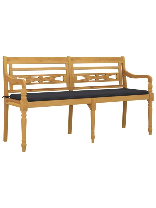 Lavice Batavia s antracitovou poduškou 150 cm masivní teak