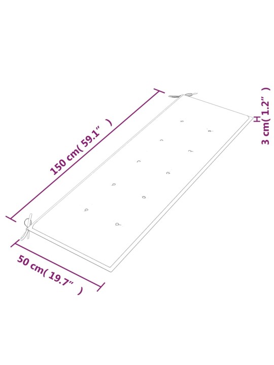 Lavice Batavia s antracitovou poduškou 150 cm masivní teak