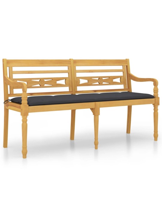 Lavice Batavia s antracitovou poduškou 150 cm masivní teak