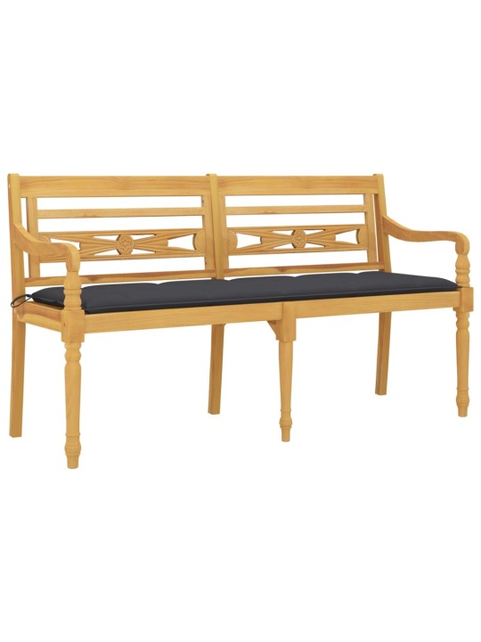 Lavice Batavia s antracitovou poduškou 150 cm masivní teak