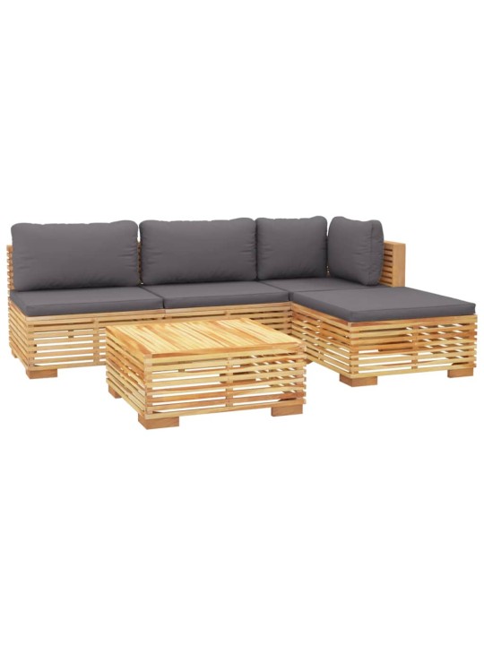 5dílná zahradní sedací souprava s poduškami masivní teak