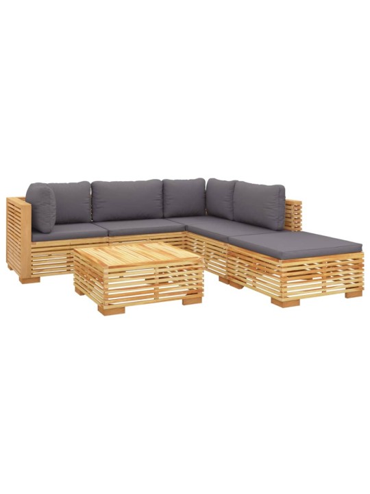 6dílná zahradní sedací souprava s poduškami masivní teak