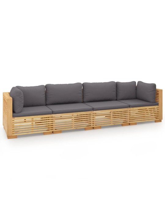 4dílná zahradní sedací souprava s poduškami masivní teak