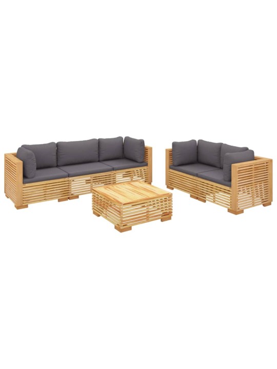 6dílná zahradní sedací souprava s poduškami masivní teak