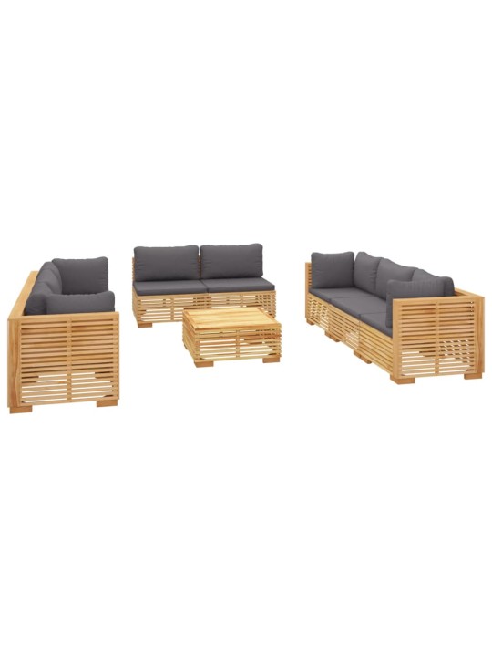 9dílná zahradní sedací souprava s poduškami masivní teak