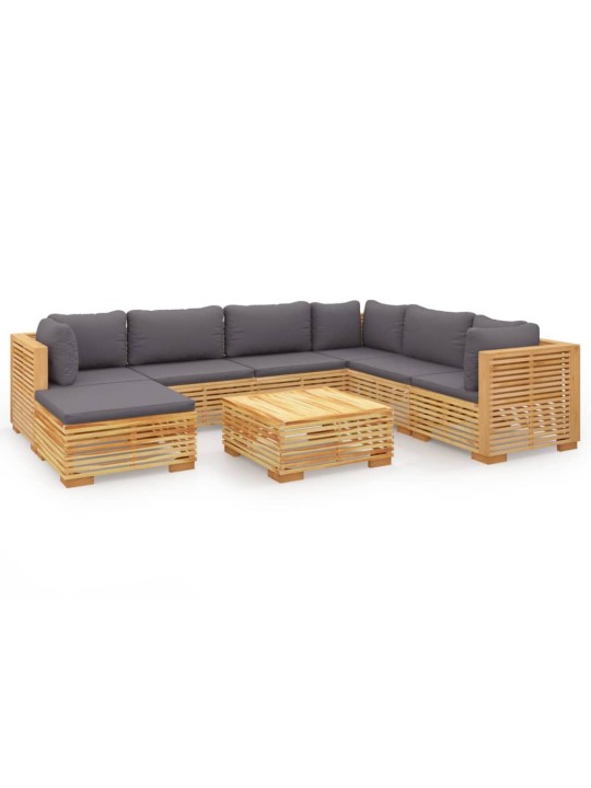 8dílná zahradní sedací souprava s poduškami masivní teak