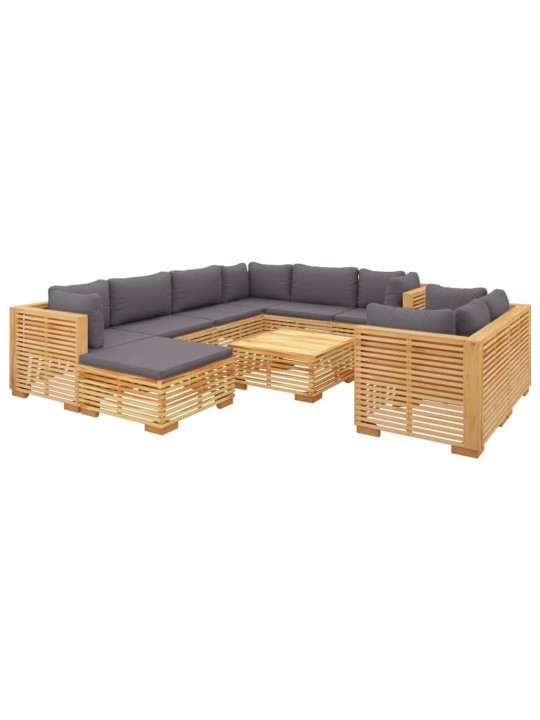 10dílná zahradní sedací souprava s poduškami masivní teak