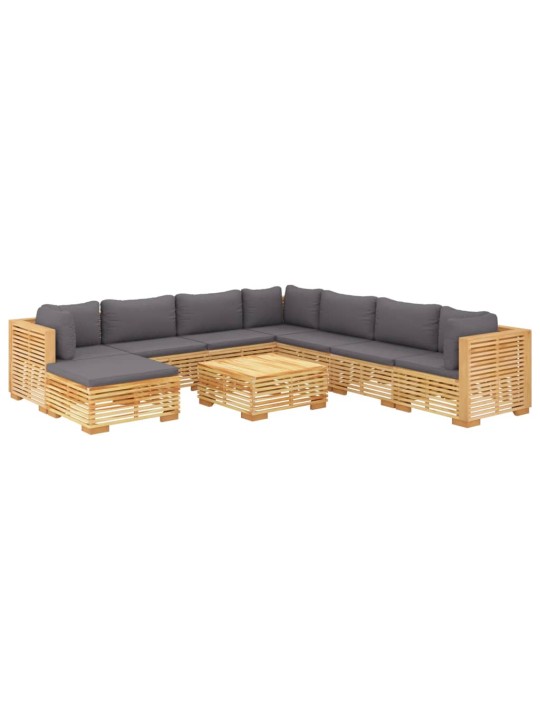 9dílná zahradní sedací souprava s poduškami masivní teak