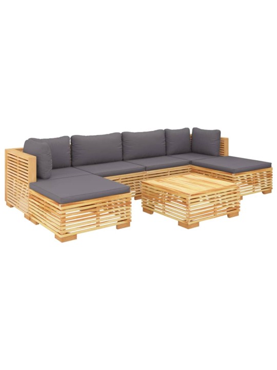 7dílná zahradní sedací souprava s poduškami masivní teak