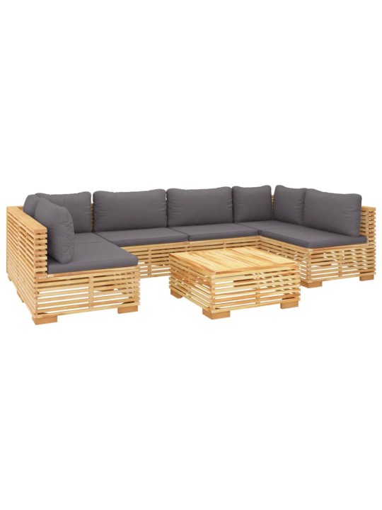 7dílná zahradní sedací souprava s poduškami masivní teak