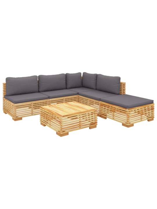 6dílná zahradní sedací souprava s poduškami masivní teak
