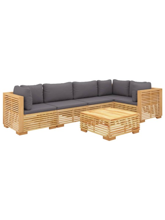6dílná zahradní sedací souprava s poduškami masivní teak