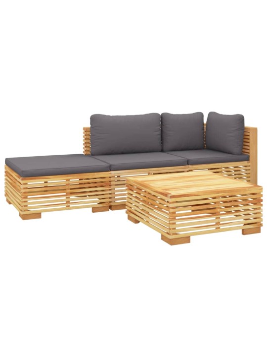 4dílná zahradní sedací souprava s poduškami masivní teak