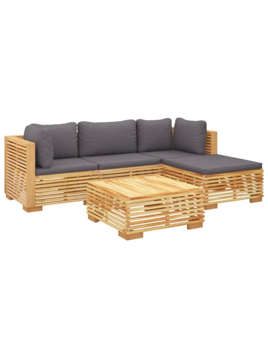 5dílná zahradní sedací souprava s poduškami masivní teak
