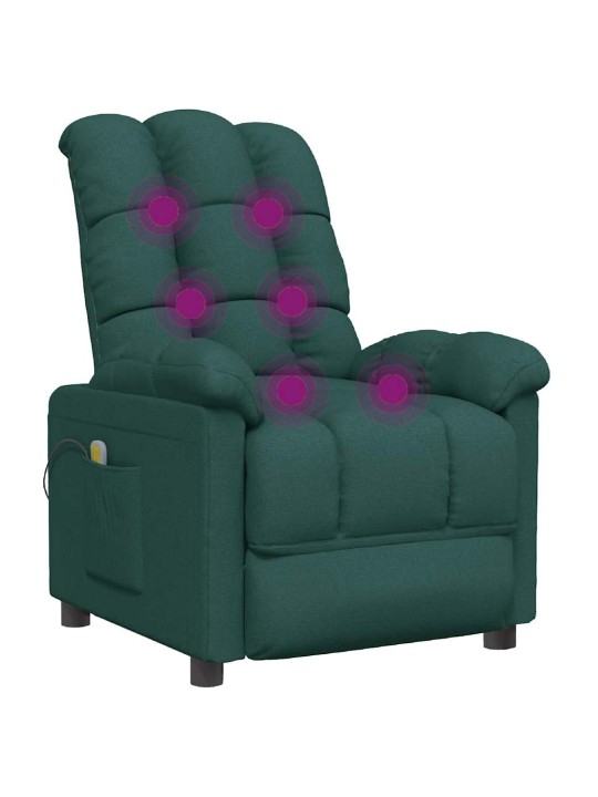 Masážní křeslo tmavě zelené textil