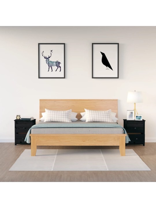 Noční stolky 2 ks černé 50 x 35 x 61,5 cm masivní borové dřevo