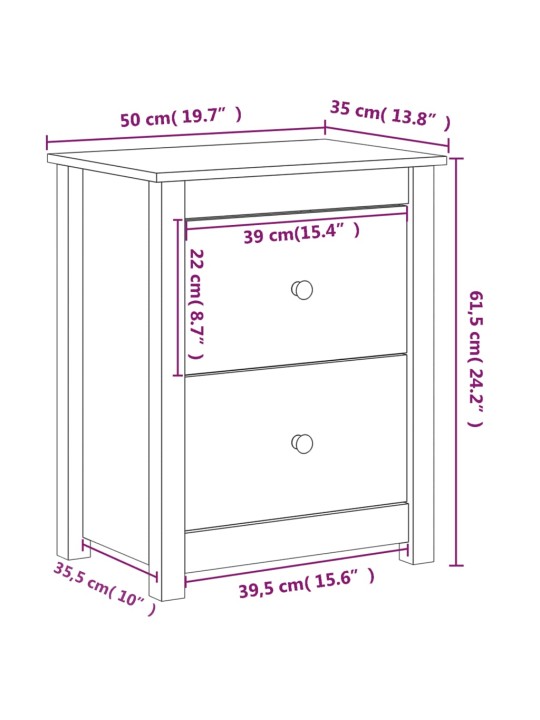 Noční stolky 2 ks černé 50 x 35 x 61,5 cm masivní borové dřevo