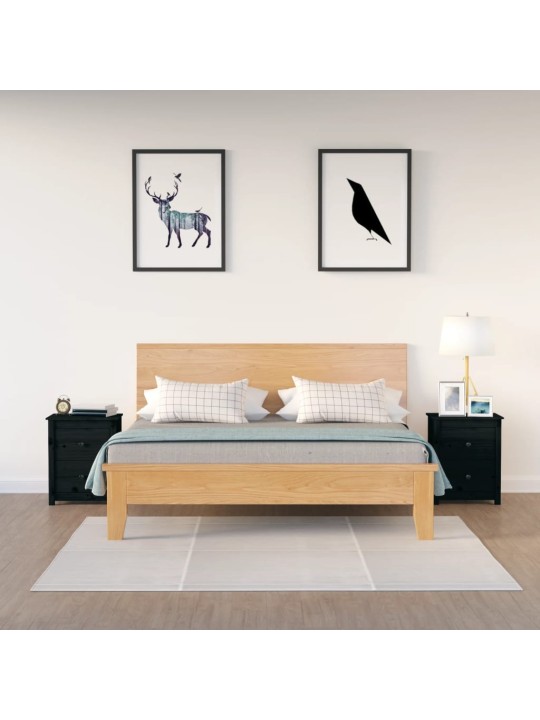 Noční stolky 2 ks černé 50 x 35 x 61,5 cm masivní borové dřevo