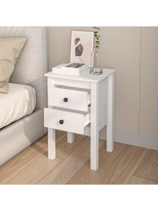 Noční stolky 2 ks bílé 40 x 35 x 61,5 cm masivní borové dřevo