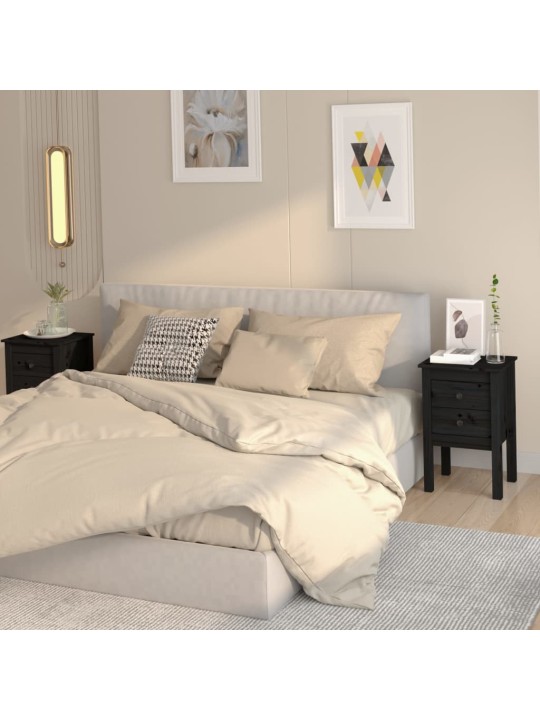 Noční stolky 2 ks Černá 40 x 35 x 61,5 cm masivní borové dřevo