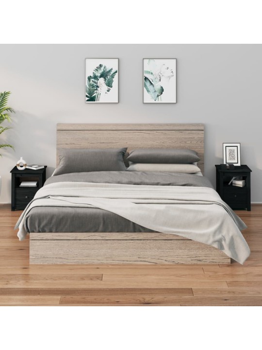 Noční stolky 2 ks černé 40 x 35 x 49 cm masivní borové dřevo