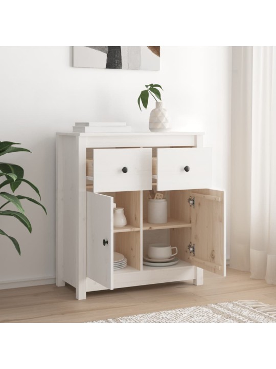 Příborník bílý 70 x 35 x 80 cm masivní borové dřevo