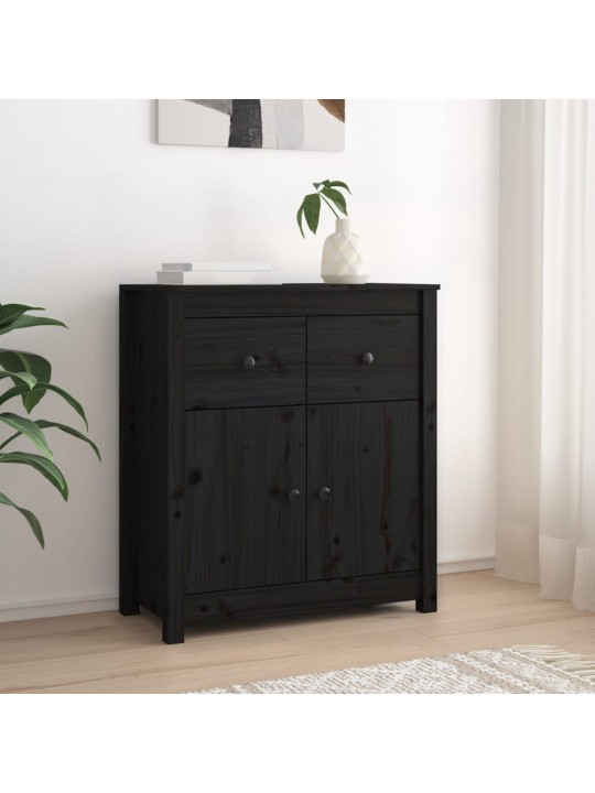 Příborník černý 70 x 35 x 80 cm masivní borové dřevo