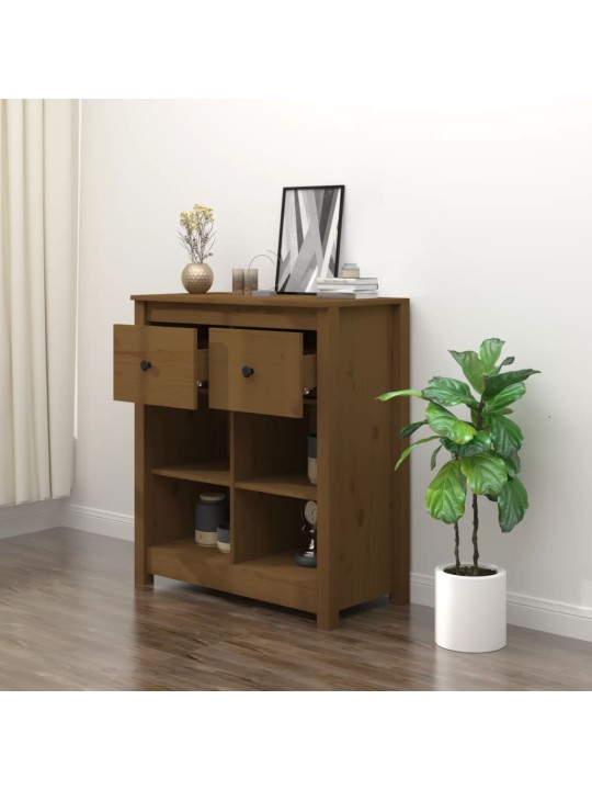 Příborník medově hnědý 70 x 35 x 80 cm masivní borové dřevo
