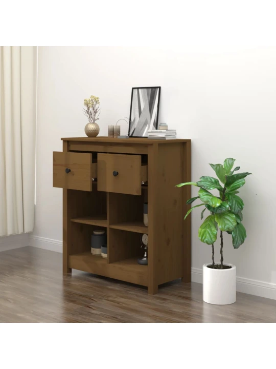 Příborník medově hnědý 70 x 35 x 80 cm masivní borové dřevo