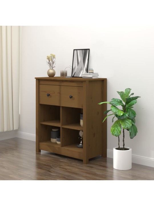 Příborník medově hnědý 70 x 35 x 80 cm masivní borové dřevo