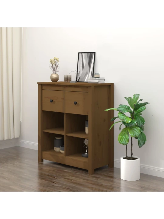 Příborník medově hnědý 70 x 35 x 80 cm masivní borové dřevo